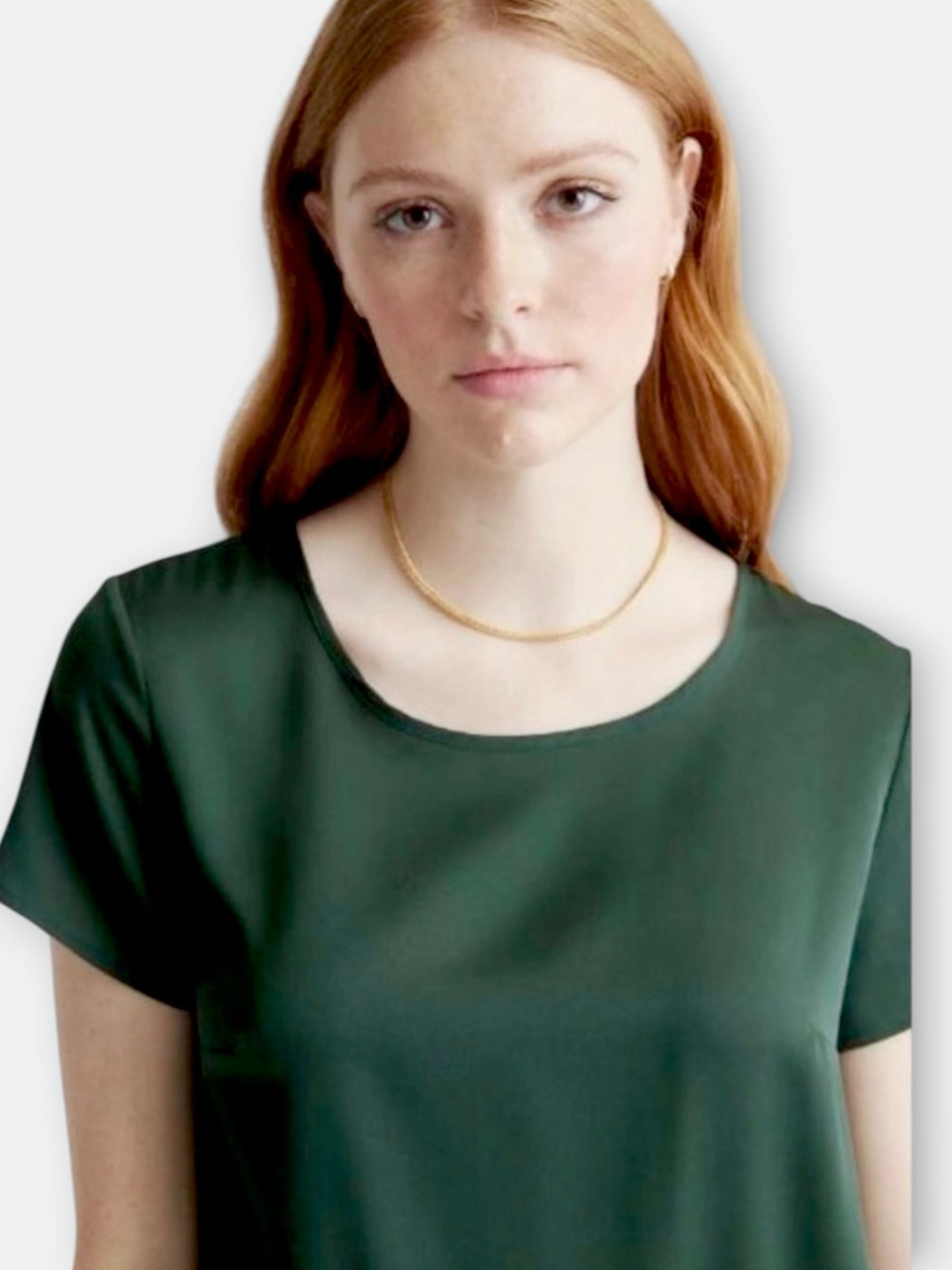 NWT Quince Washable Stretch Silk Tee Dress in Forest Green Size L - Picture 4 of 8
